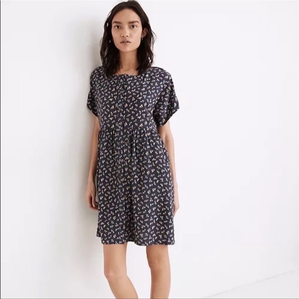 Madewell Short-sleeve, Button-front, Floral Mini Dress  Item MC951
